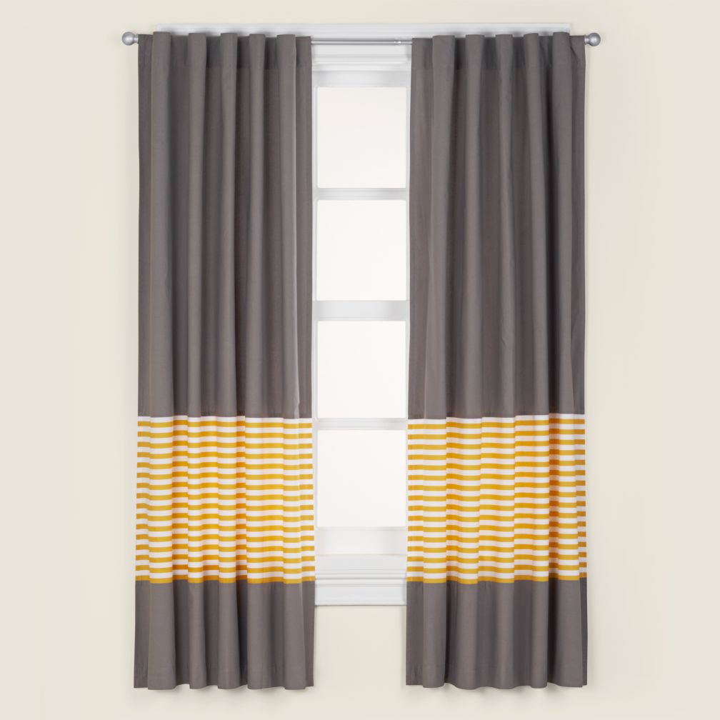 Not a Peep Curtain Panels (Yellow Stripe)