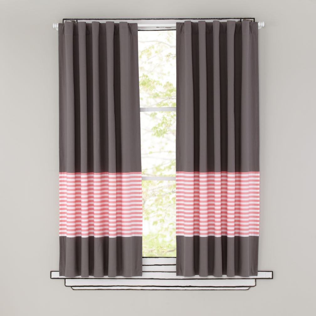 New School Curtain Panels (Pink Stripe)