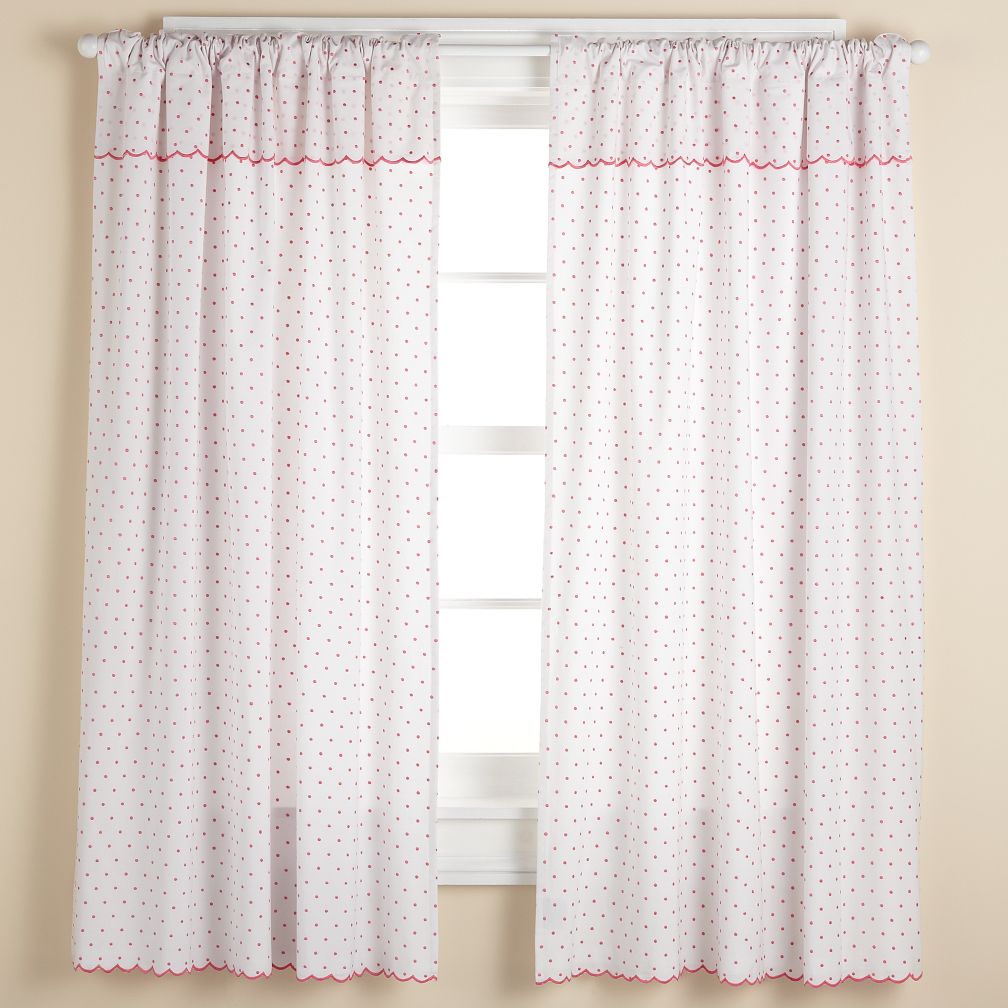 Swiss Dot Curtain Panels (Hot Pink)