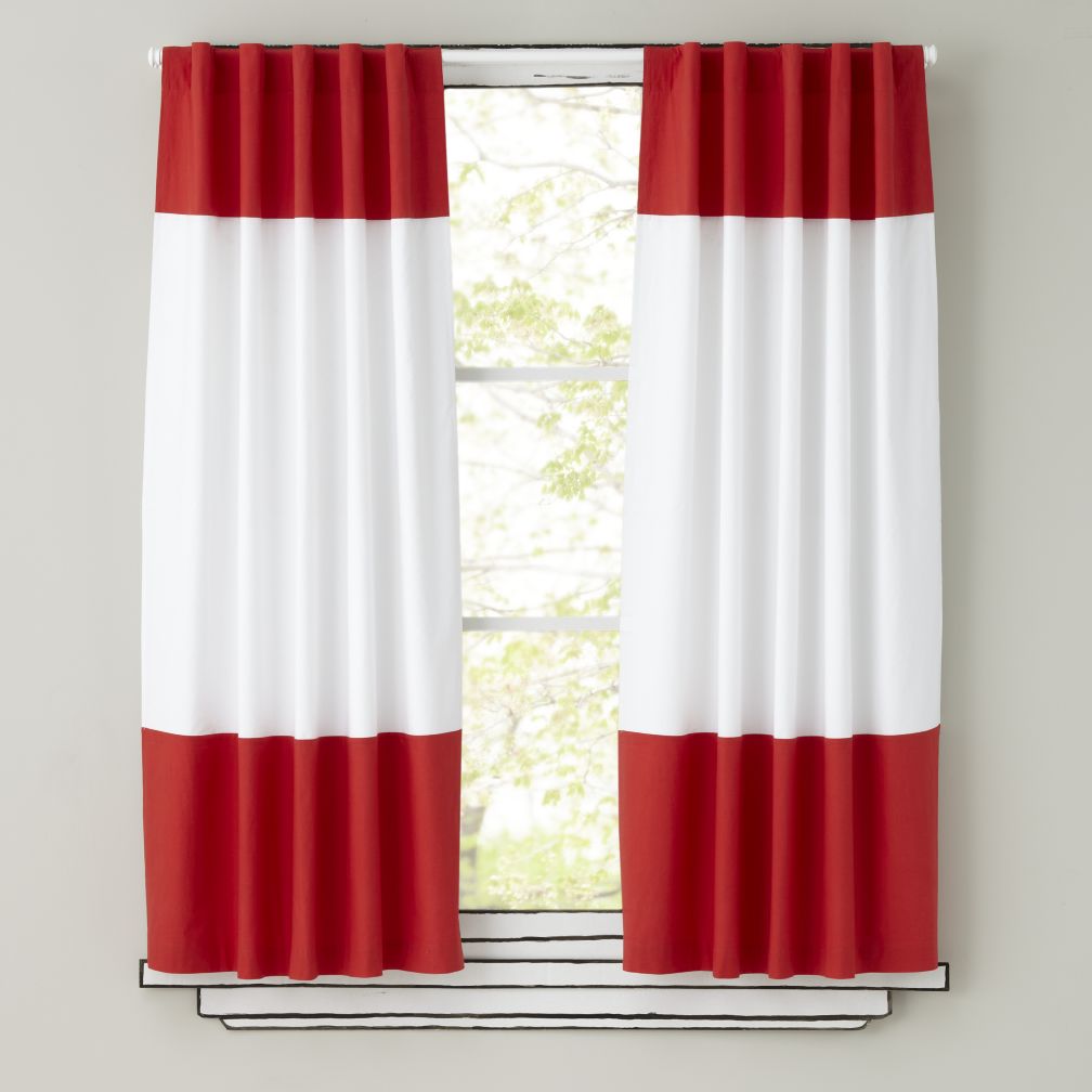 Color Edge Curtain Panels (Red)