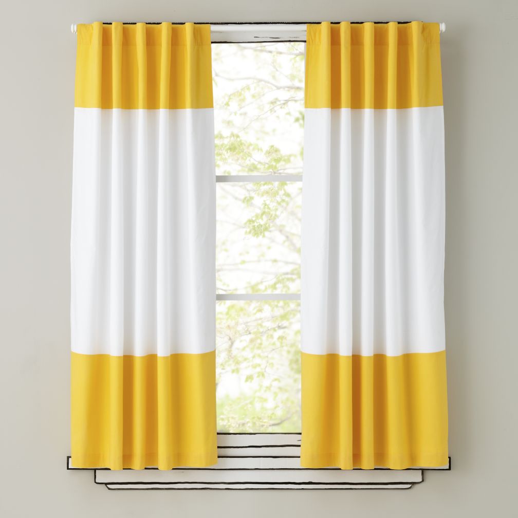 Color Edge Curtain Panels (Yellow)