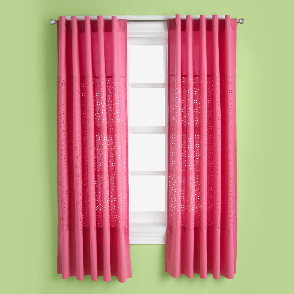 I Only Have Eyes for Eyelet Curtain Panels (Hot Pink)