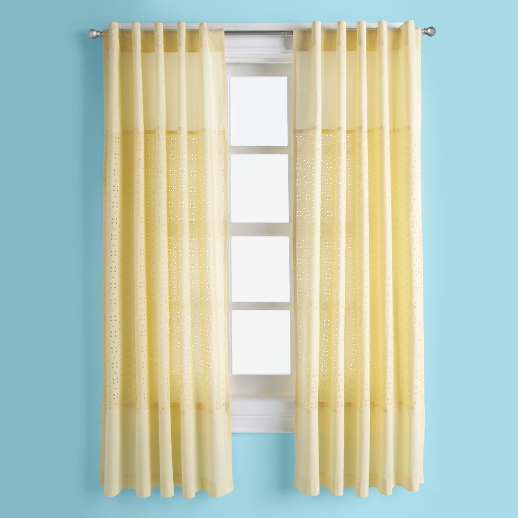 I Only Have Eyes for Eyelet Curtain Panels (Yellow)