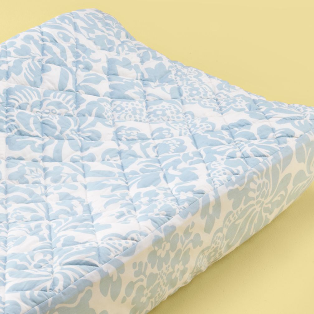 Blue Wallpaper Floral Changing Pad Cover