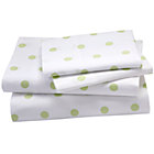Queen Green Pastel Dots Sheet Set(includes 1 fitted sheet, 1 flat sheet and 2 cases)
