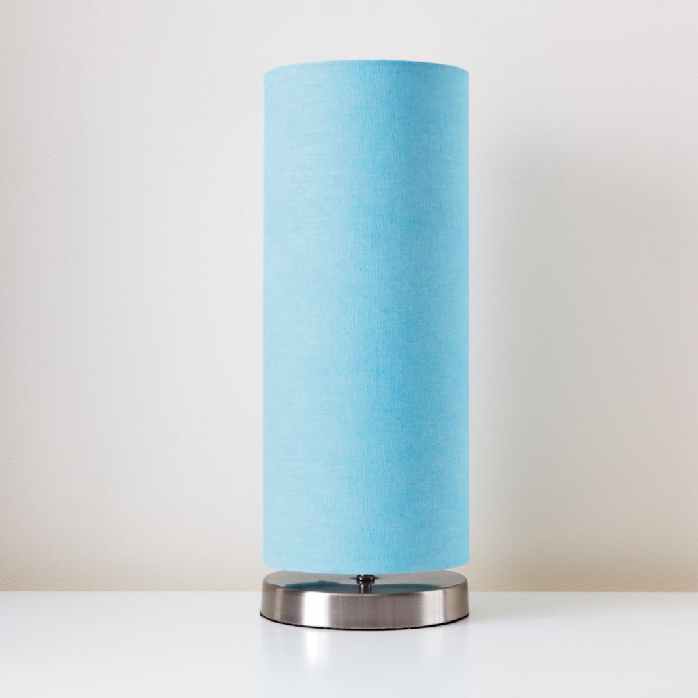 Nickel Pop Up Lamp Base and Blue Shade