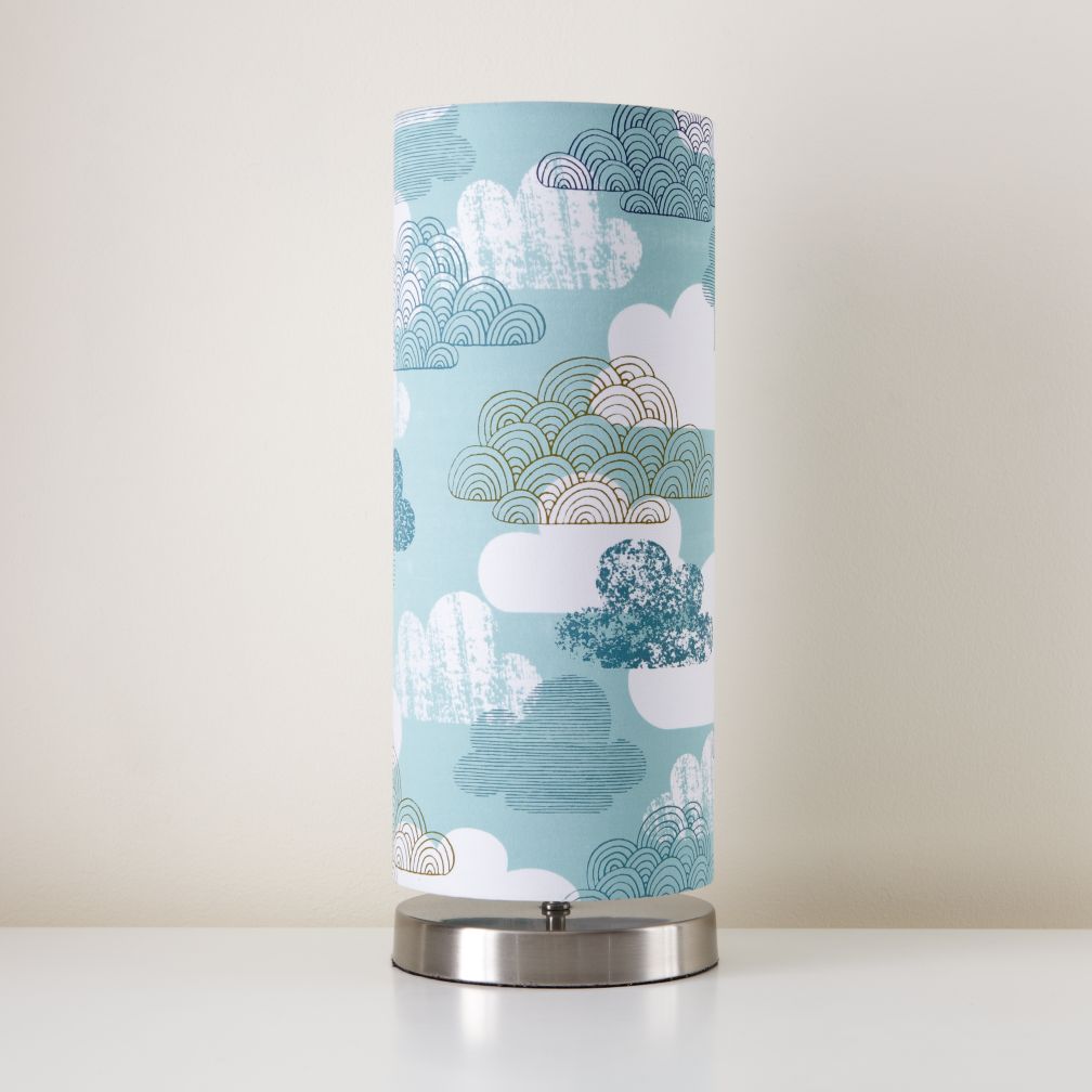 Nickel Pop Up Lamp Base and Clouds Shade