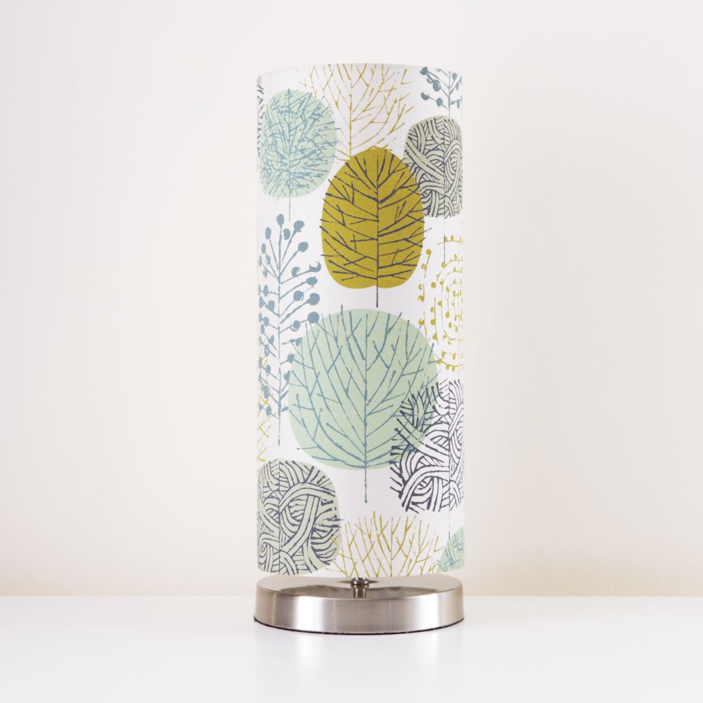 Nickel Pop Up Lamp Base and Trees Shade