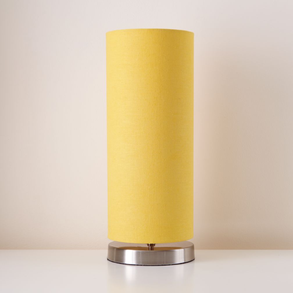 Nickel Pop Up Lamp Base and Yellow Shade