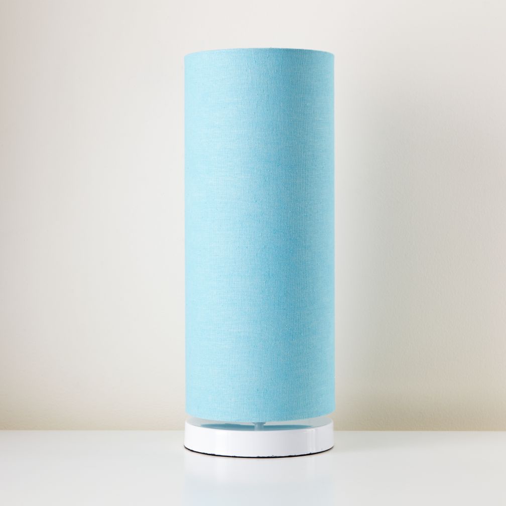 White Pop Up Lamp Base and Blue Shade