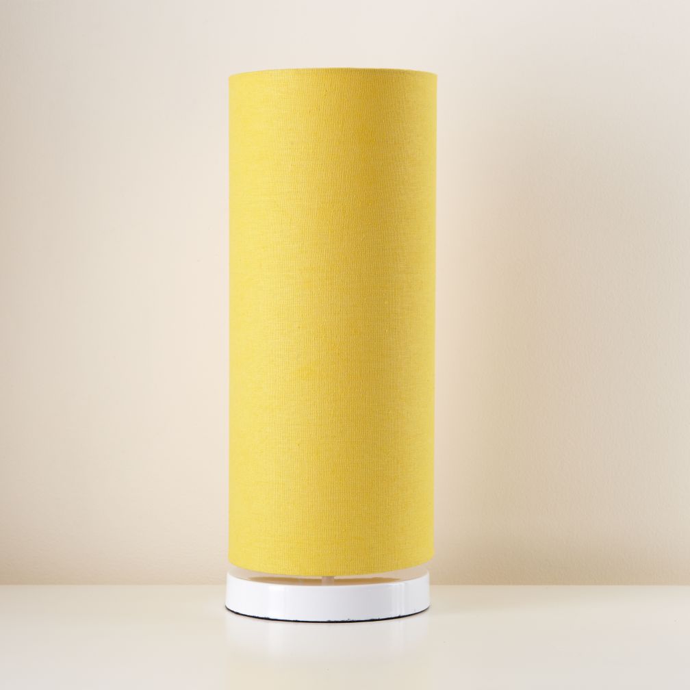 White Pop Up Lamp Base and Yellow Shade