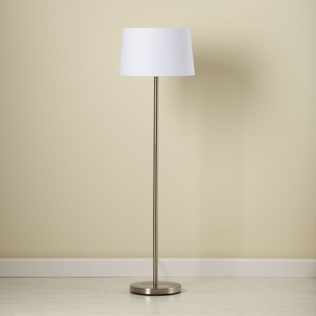 White Floor Shade and Nickel Base