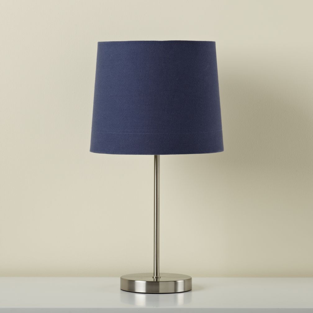 Nickel Table Base and Dk. Blue Shade