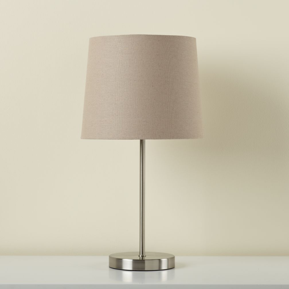 Nickel Table Base and Khaki Shade
