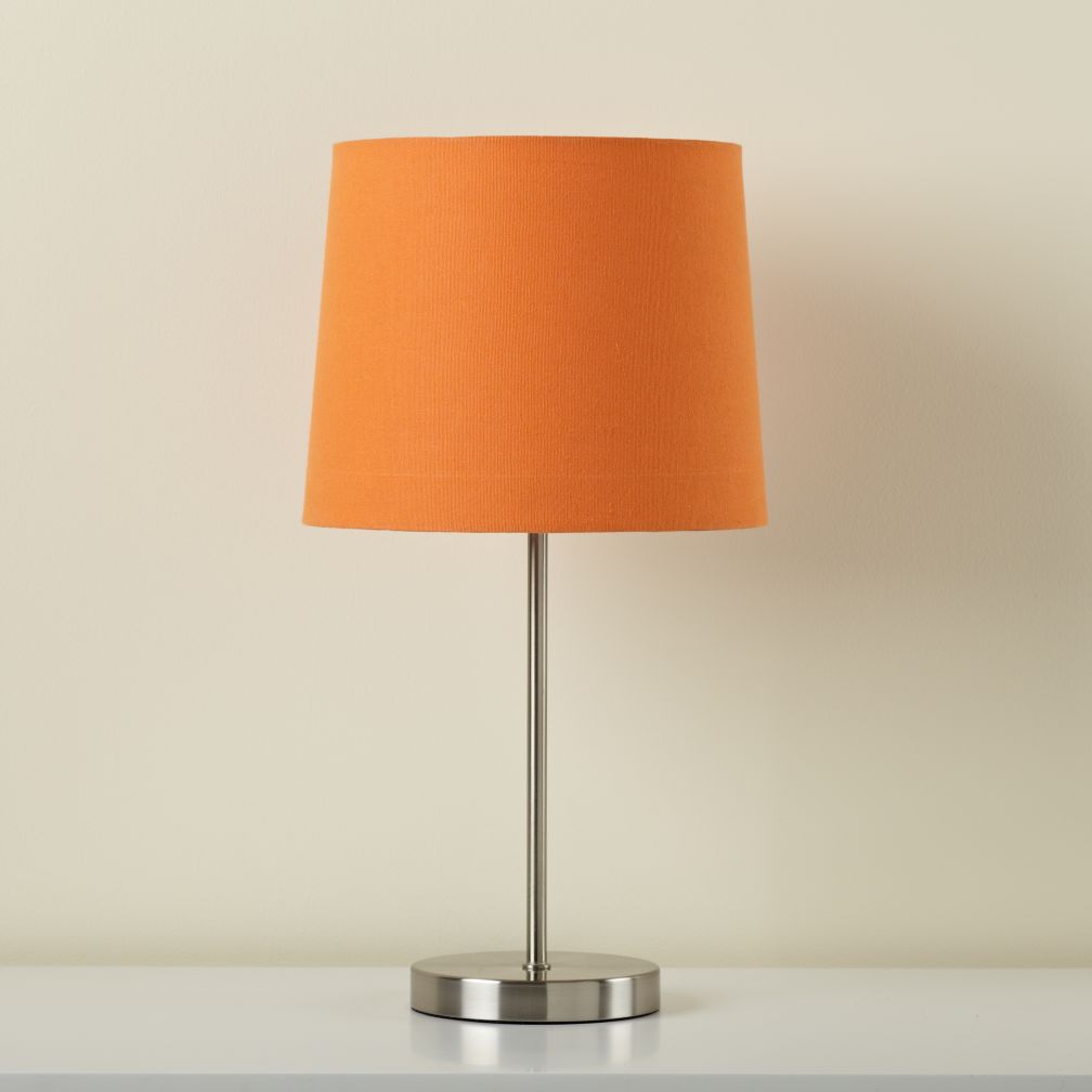 Nickel Table Base and Orange Shade
