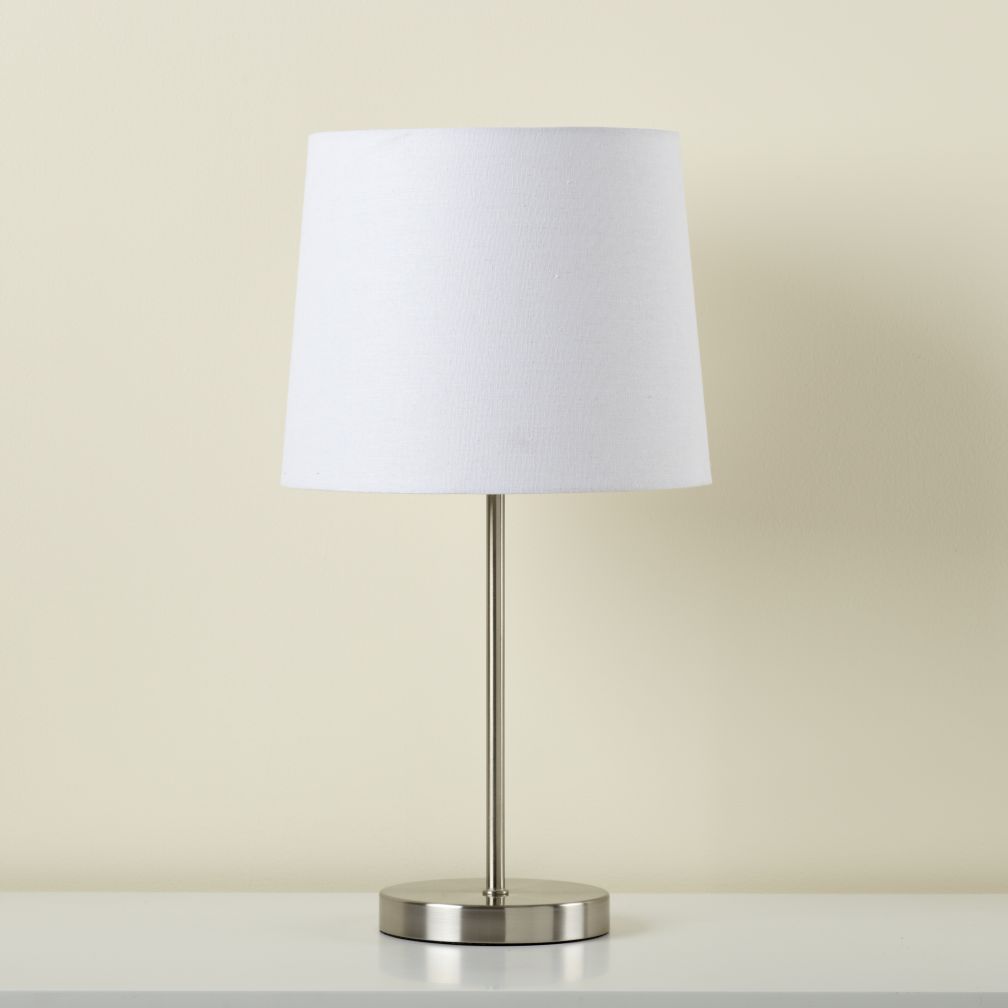Nickel Table Base and White Shade