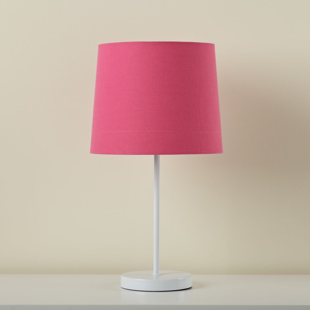 White Table Base and Hot Pink Shade