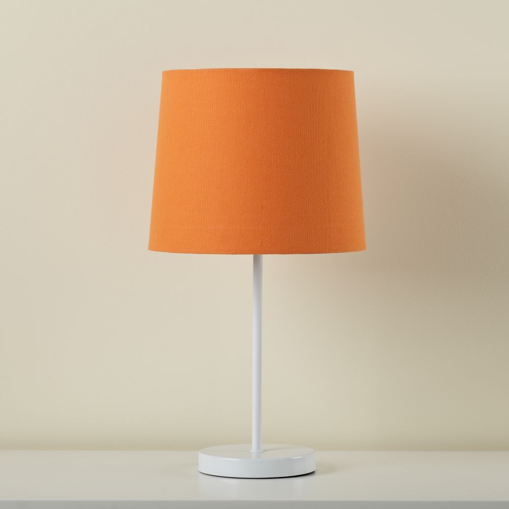 White Table Base and Orange Shade