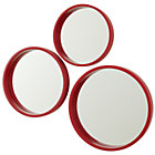 Red Circle Mirror Set of 3