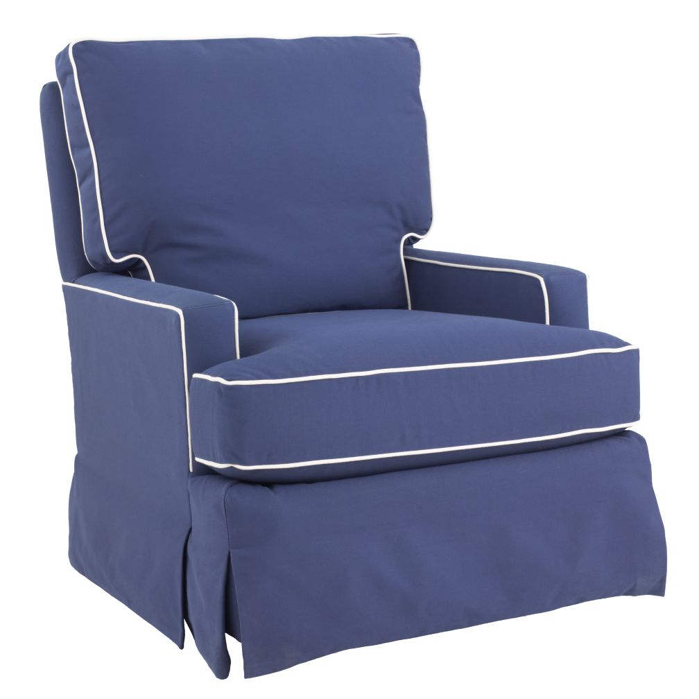 Mod Nod Swivel Glider (Slate Blue w/ Natural Piping)