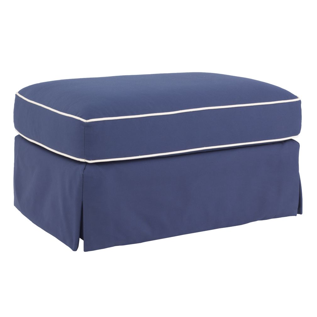 Mod Nod Ottoman (Slate Blue w/ Natural Piping)