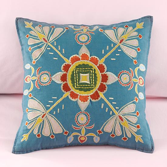 Hello Appliqué Throw Pillow The Land of Nod