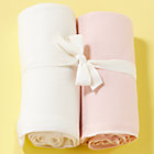 Pink/White Organic Blankets (Set of 2)