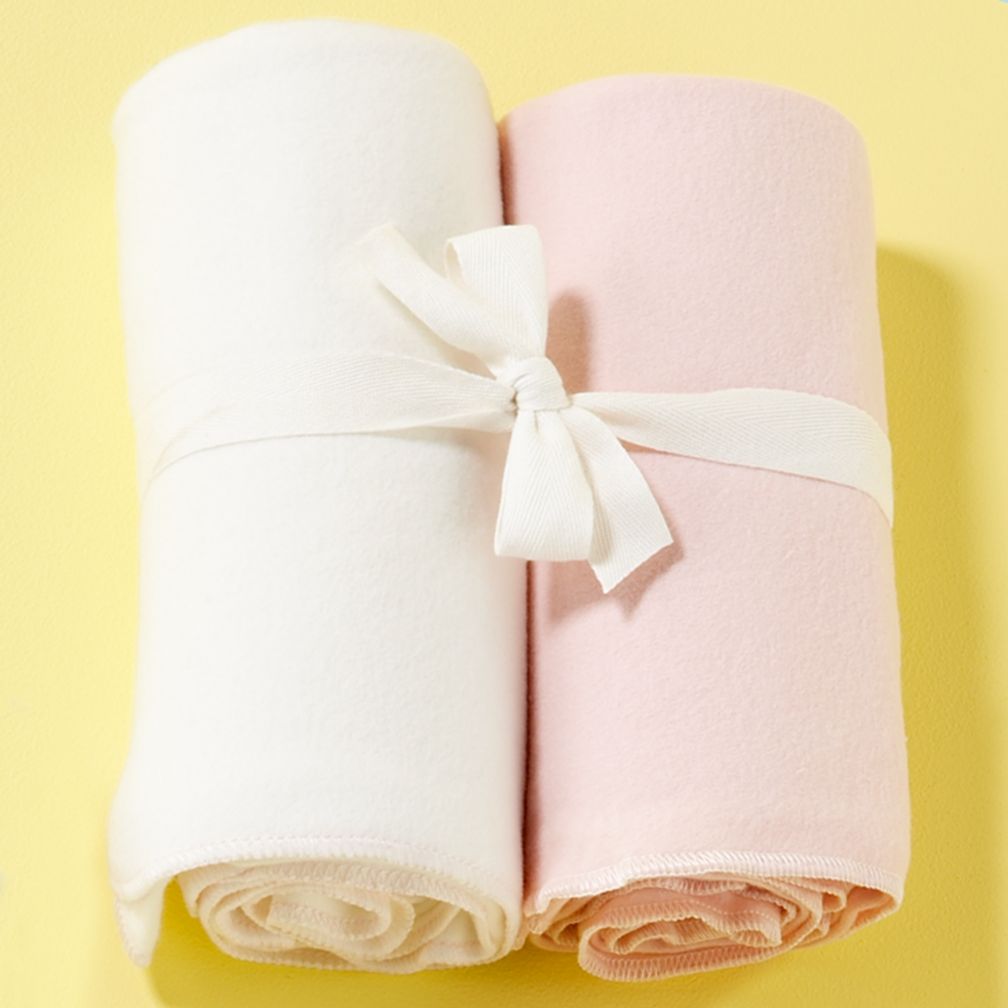 Pink/White Organic Blankets (Set of 2)