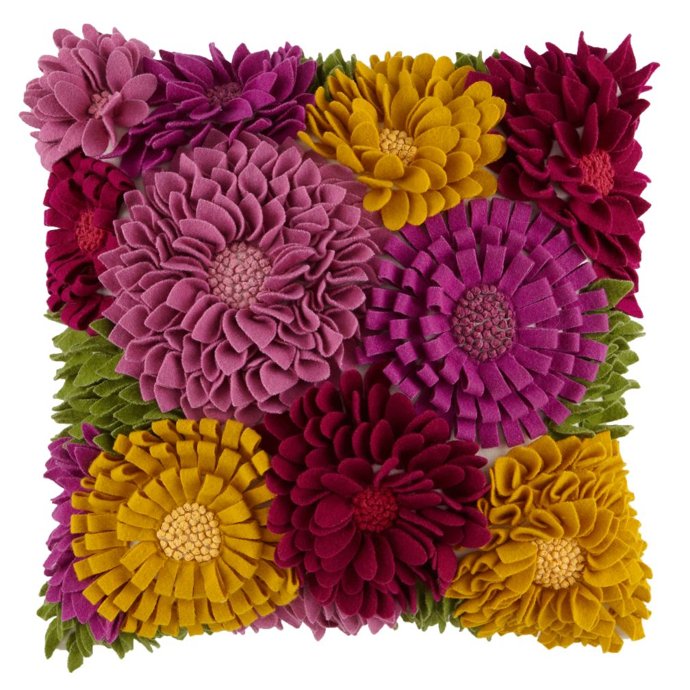 Floral Felt Throw Pillow