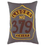 Firefighter Badge Throw Pillow (Grey)