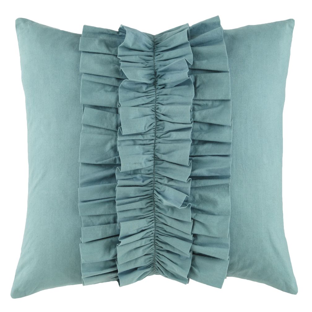 Blue Ruffle Throw Pillow
