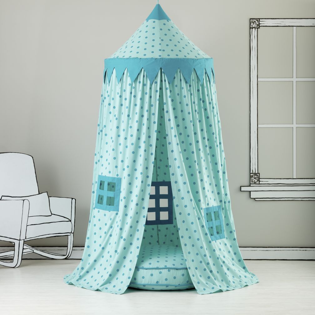 Home Sweet Play Home Canopy (Teal Polka Dot)