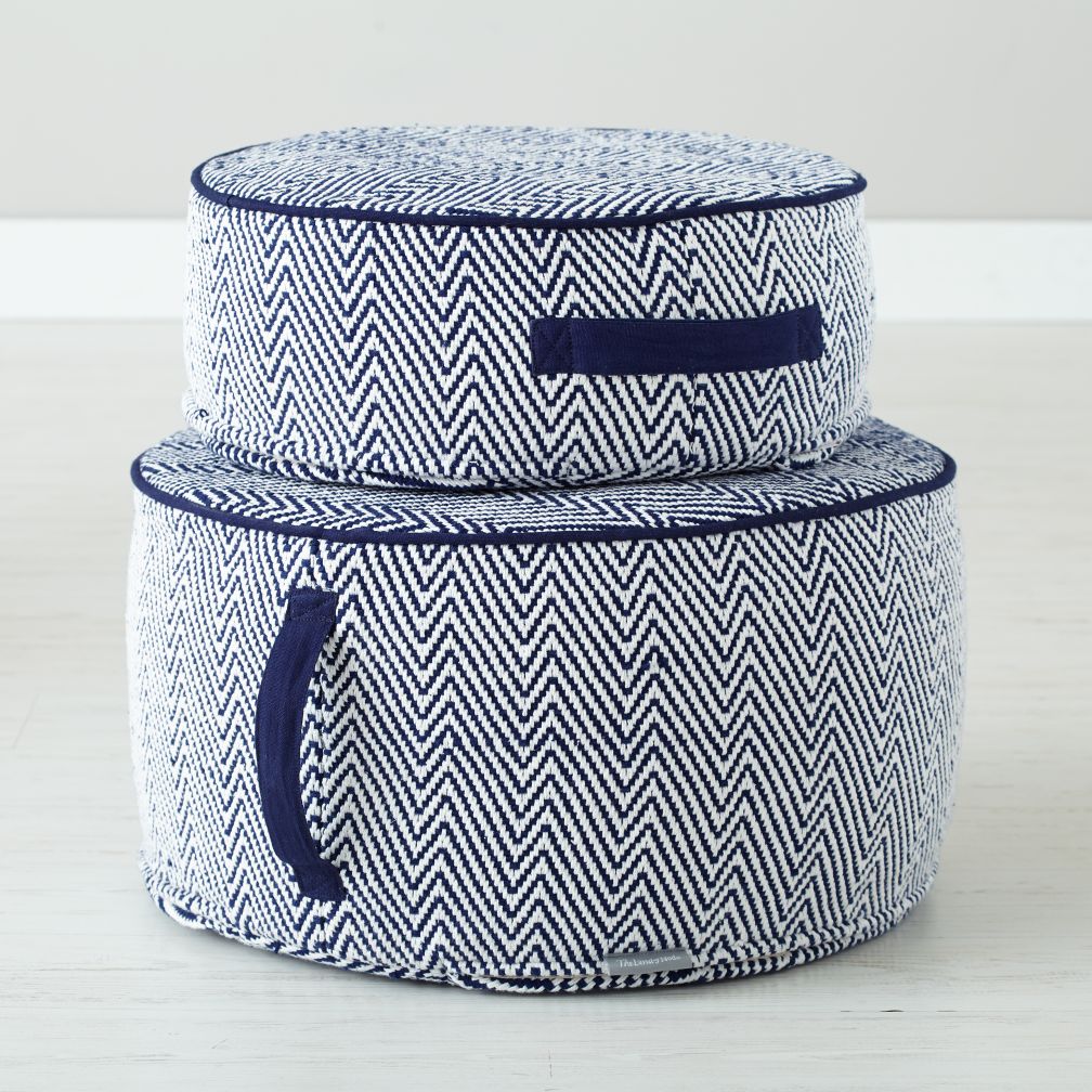 Herringbone Pouf (Blue)