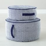 Herringbone Pouf (Blue)