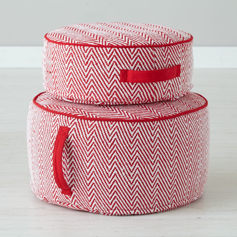 Herringbone Pouf (Red)