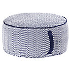 Large Blue Herringbone Pouf