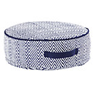 Small Blue Herringbone Pouf