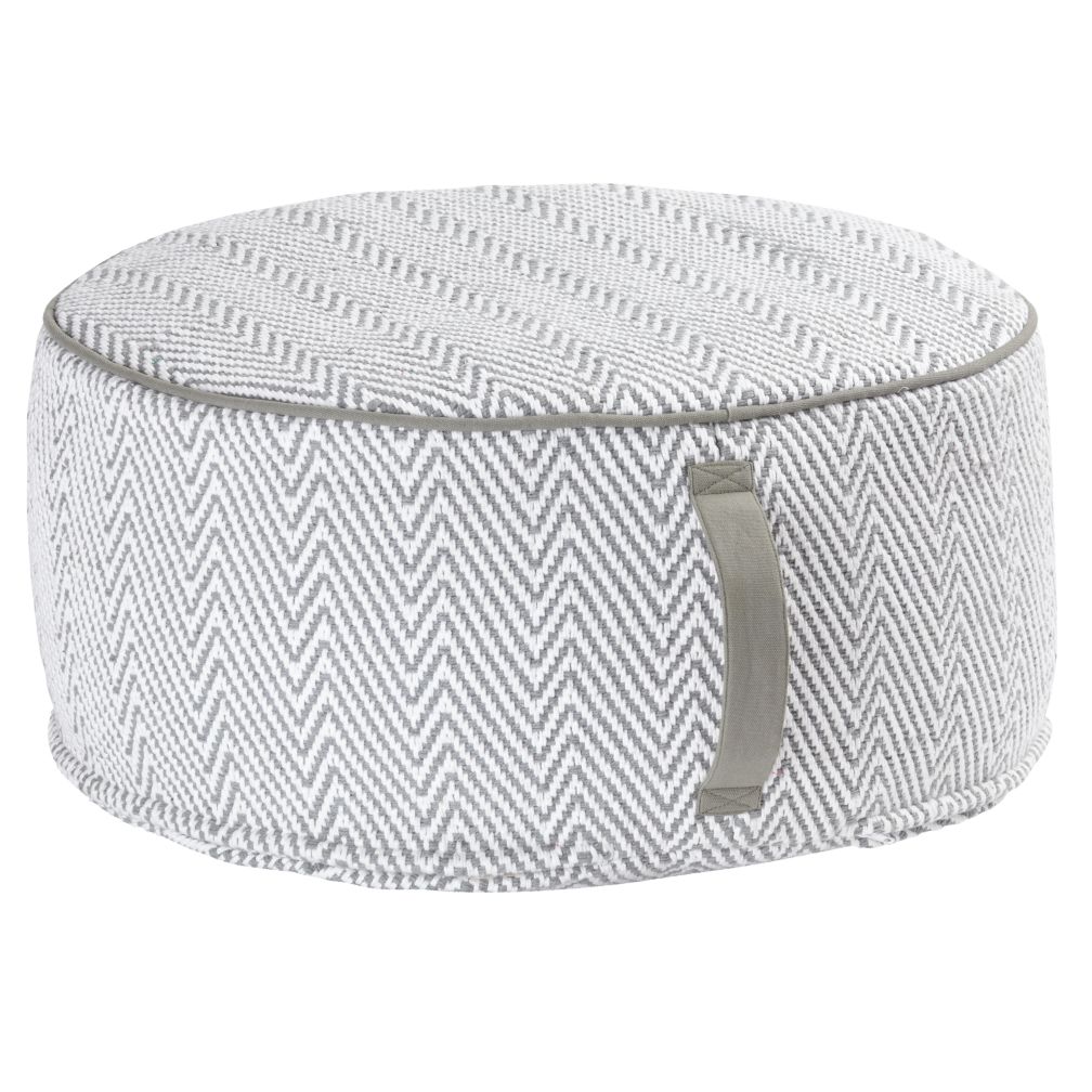 Large Grey Herringbone Pouf