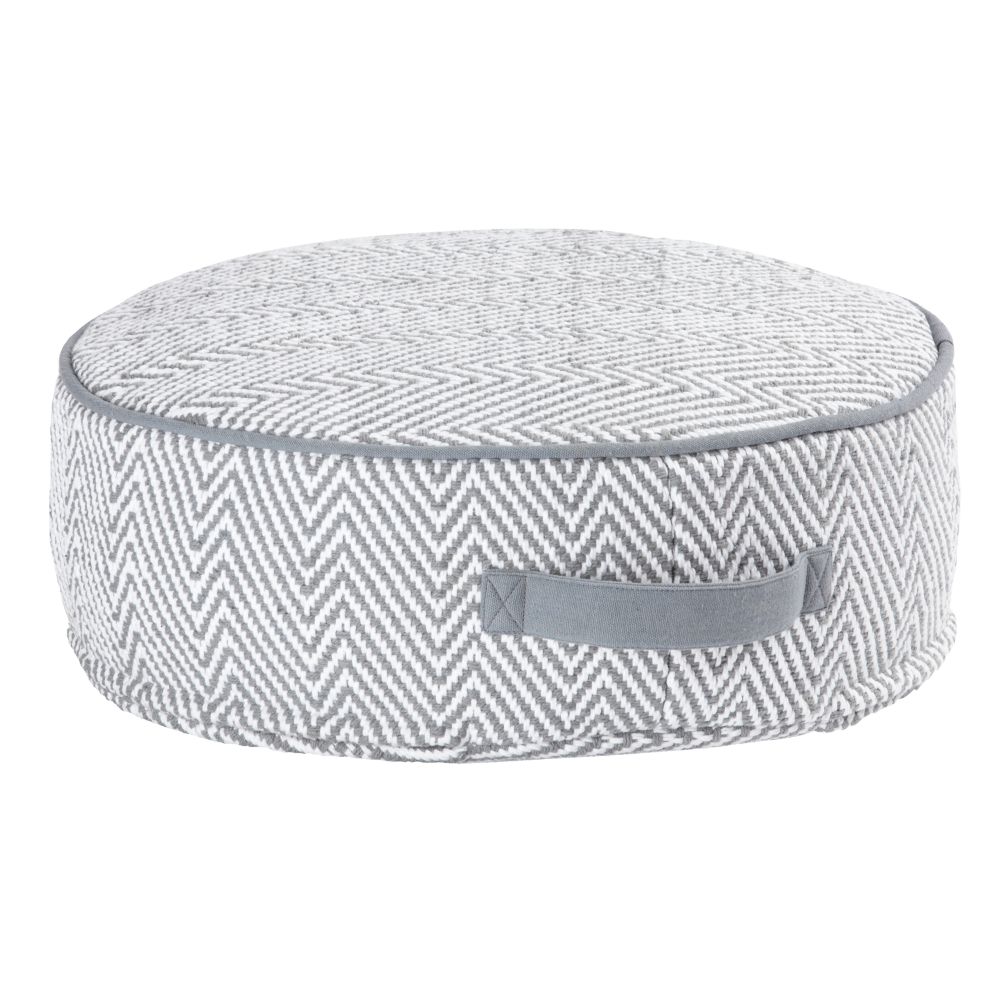 Small Grey Herringbone Pouf