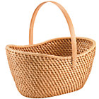 Honey Rattan Traditional Basket w/ Handle