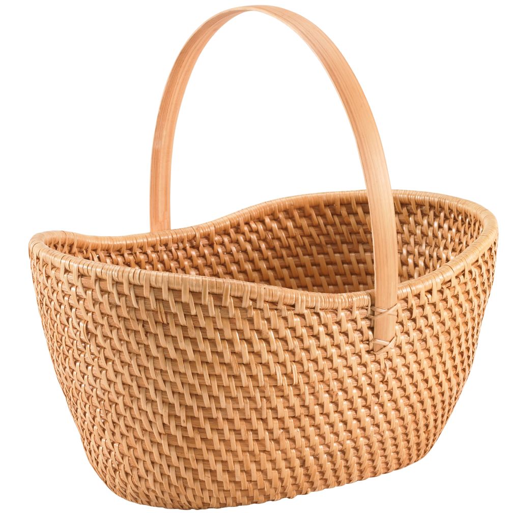 Rattan Basket with Handle (Honey)