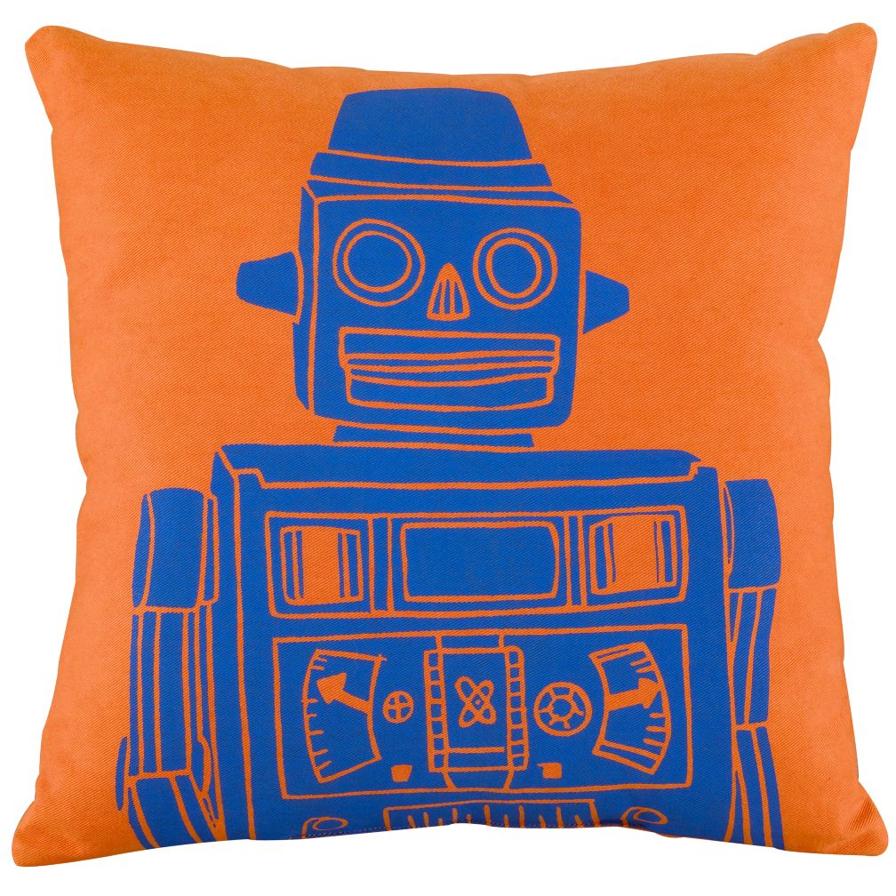 Robot Throw Pillow (Orange)