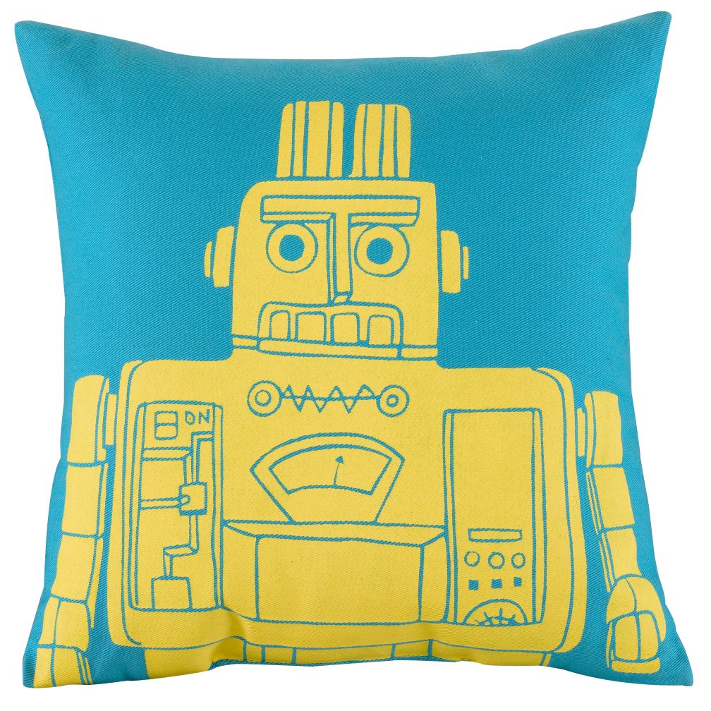 Robot Throw Pillow (Teal)