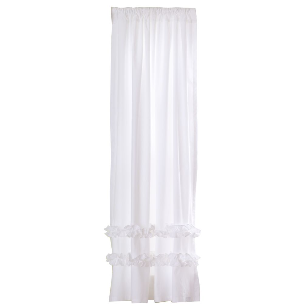 84" Ruffle Curtain Panel (White)