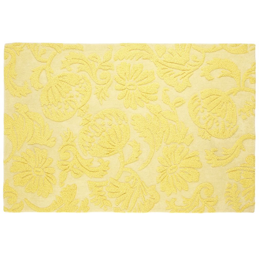 Raised Floral Rug (Yellow)