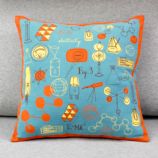 (a + b) + c = Throw Pillow (Blue/Orange)