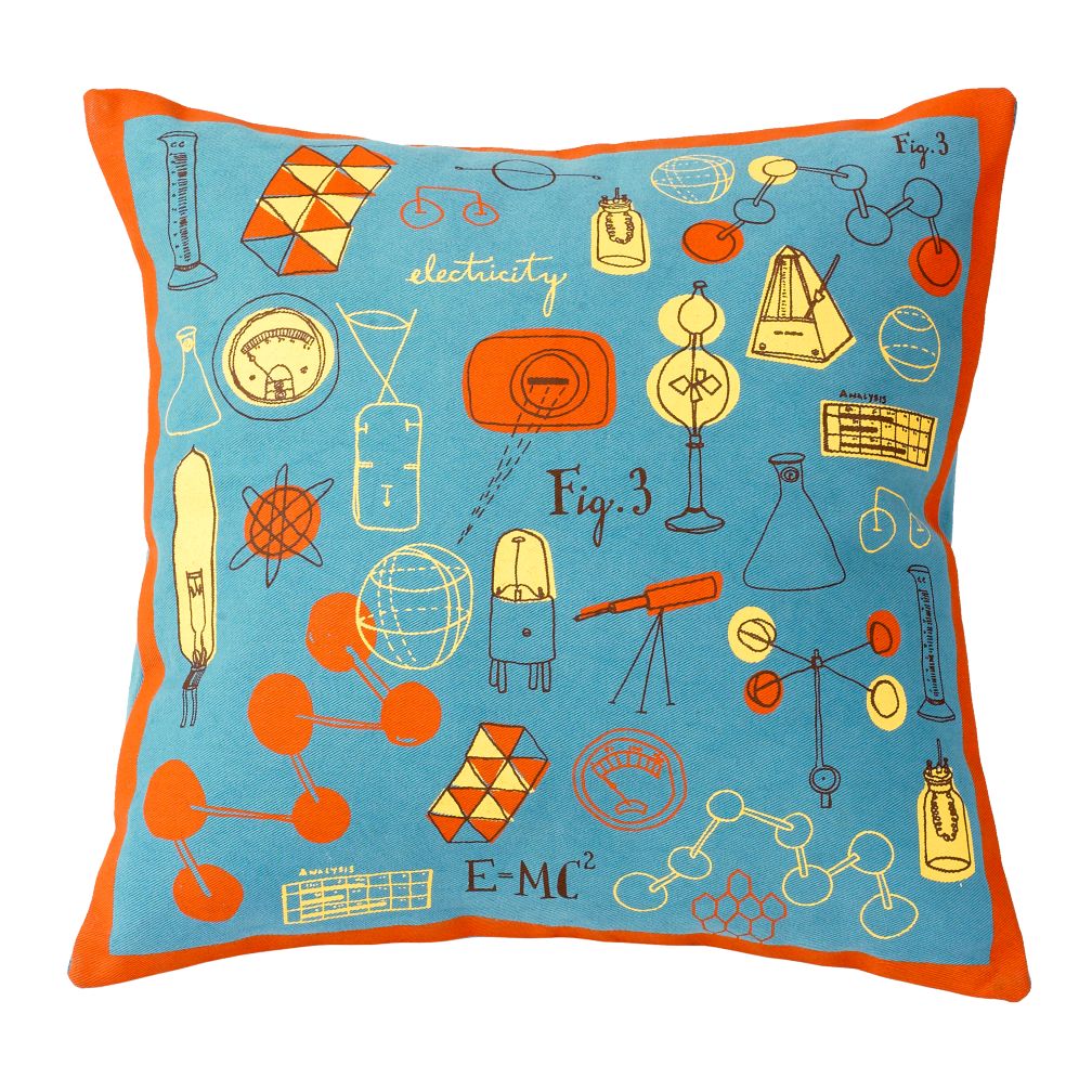 A+B+C Throw Pillow (Blue/Orange)