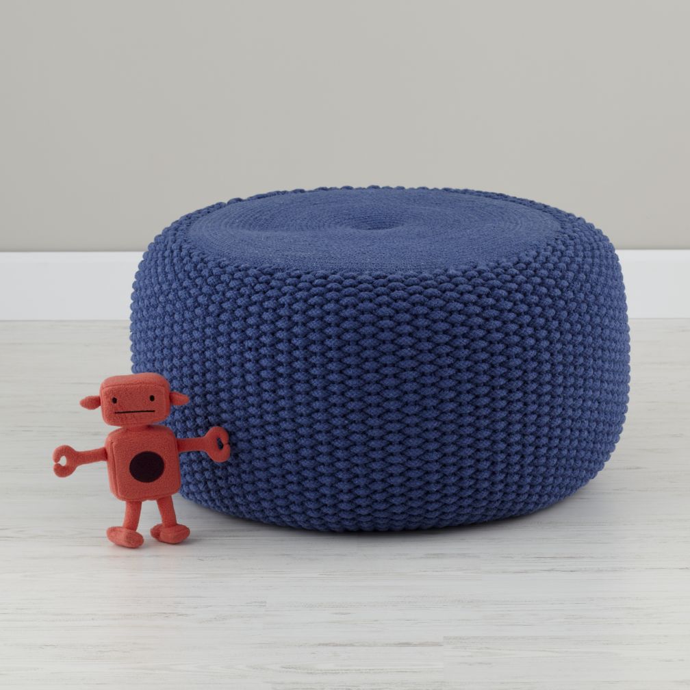 Pull Up a Pouf (Blue Braided)