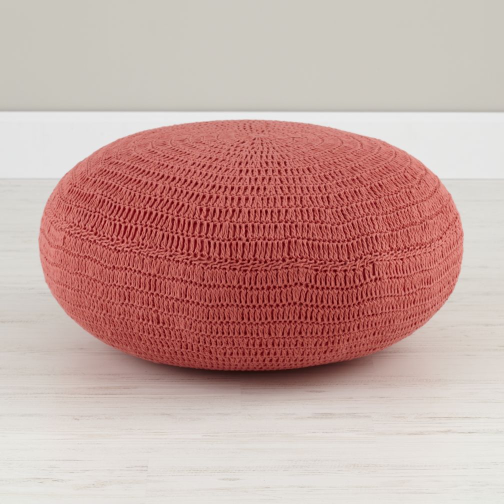 Pink Crocheted Pouf