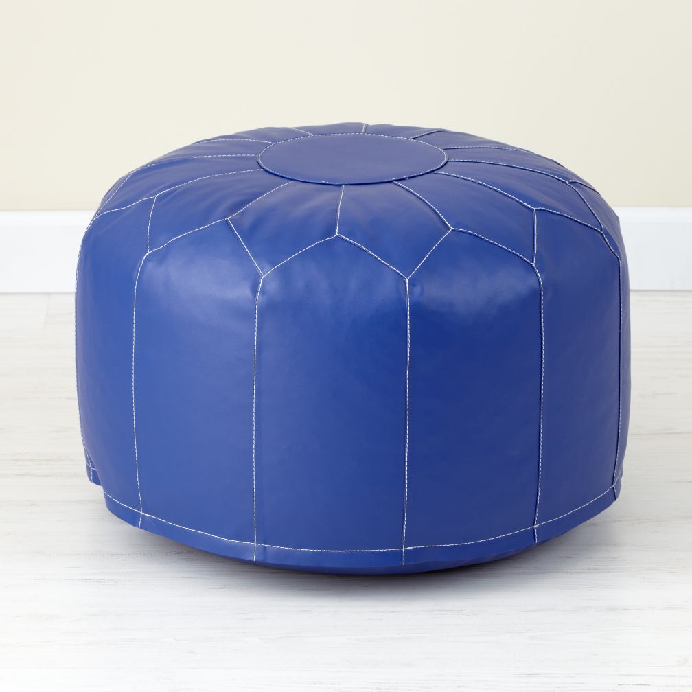 Dk. Blue Faux Leather Pouf